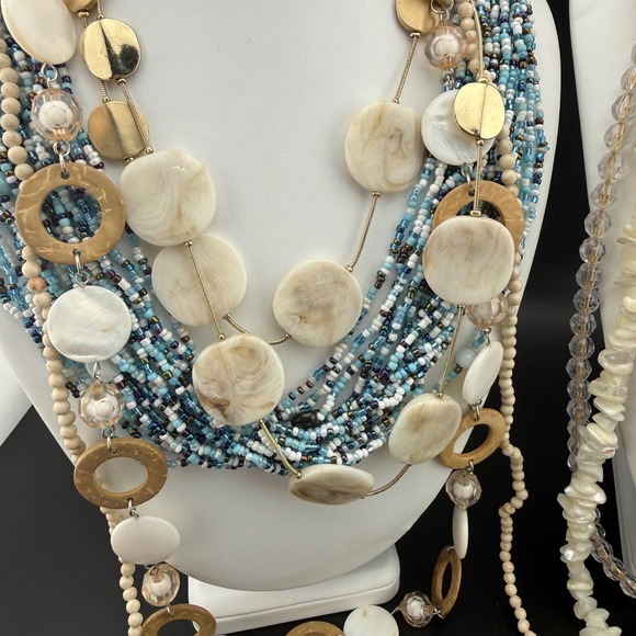 Boho Jewelry Lot Coastal Shell Beaded Bracelet Necklace Some Signed - Picture 6 of 11